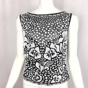 NWOT Tadashi Black & White Beaded Formal Crop Top